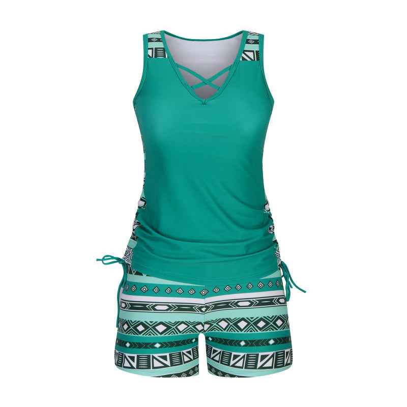 Tankini mujer escote V estampado geométrico dos piezas