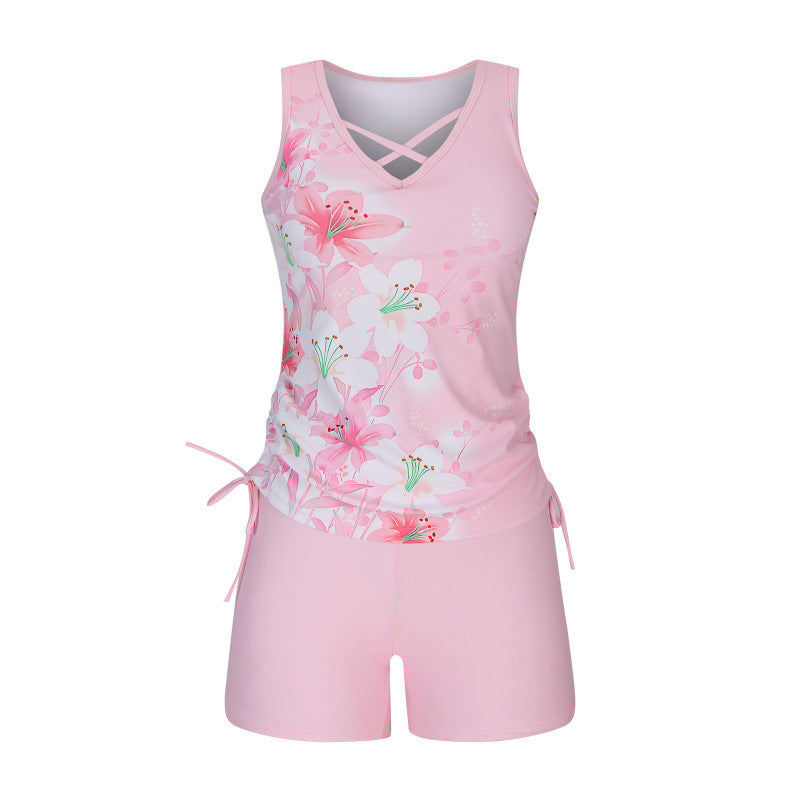 Tankini mujer escote V estampado geométrico dos piezas