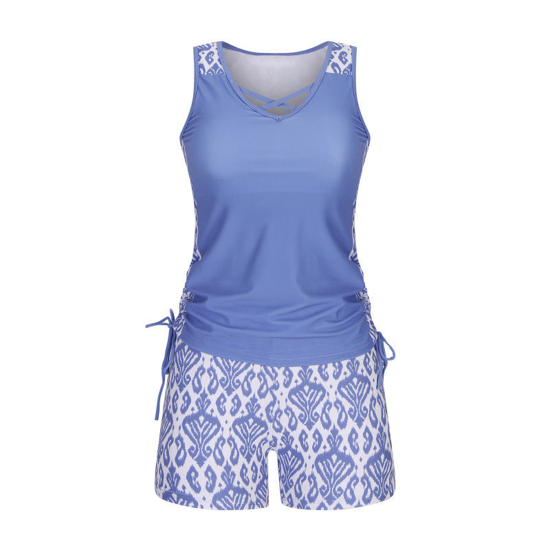 Tankini mujer escote V estampado geométrico dos piezas