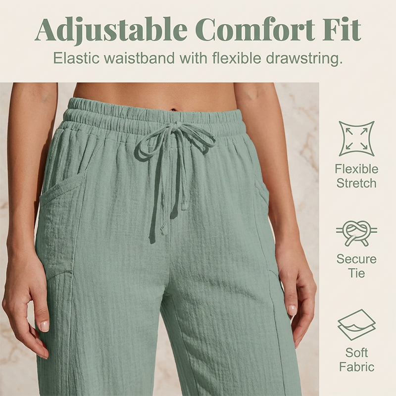 Pantalón capri mujer lino algodón ligero verano