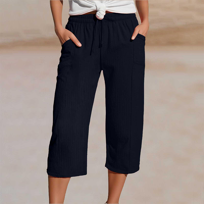 Pantalón capri mujer lino algodón ligero verano