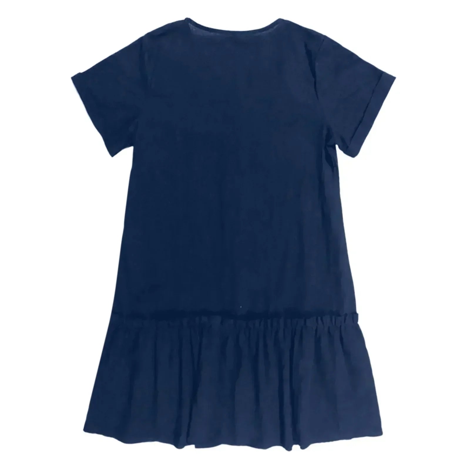 Vestido corto algodón lino con botones y volante casual verano