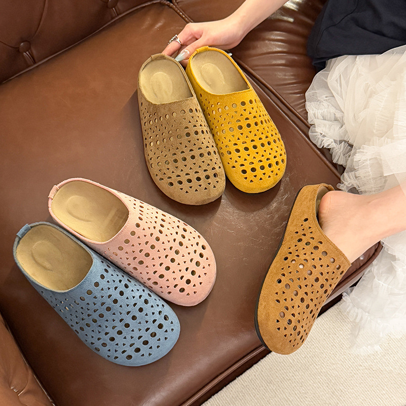 Zapatillas mujer caladas de ante sintético con suela cómoda