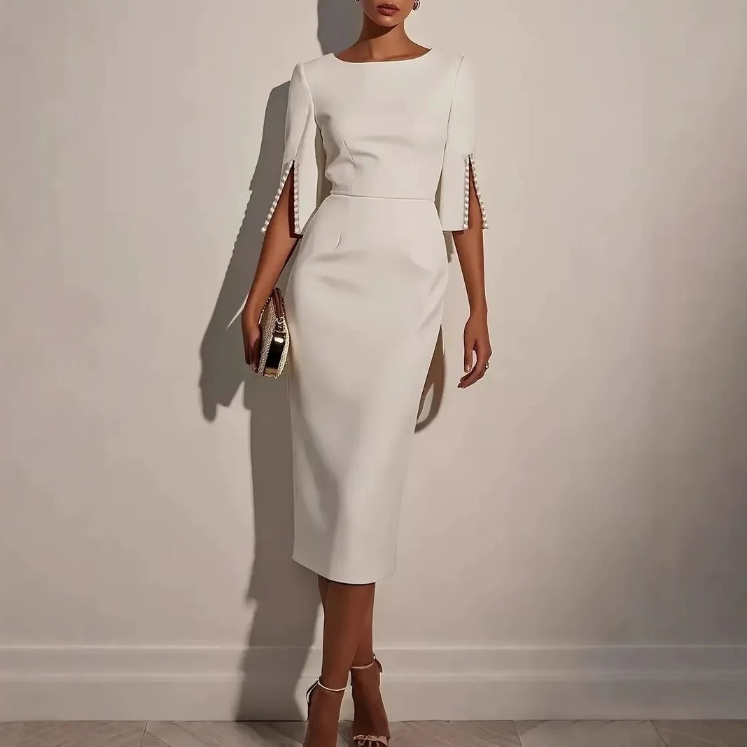 Vestido lápiz midi para mujer con mangas abiertas elegantes