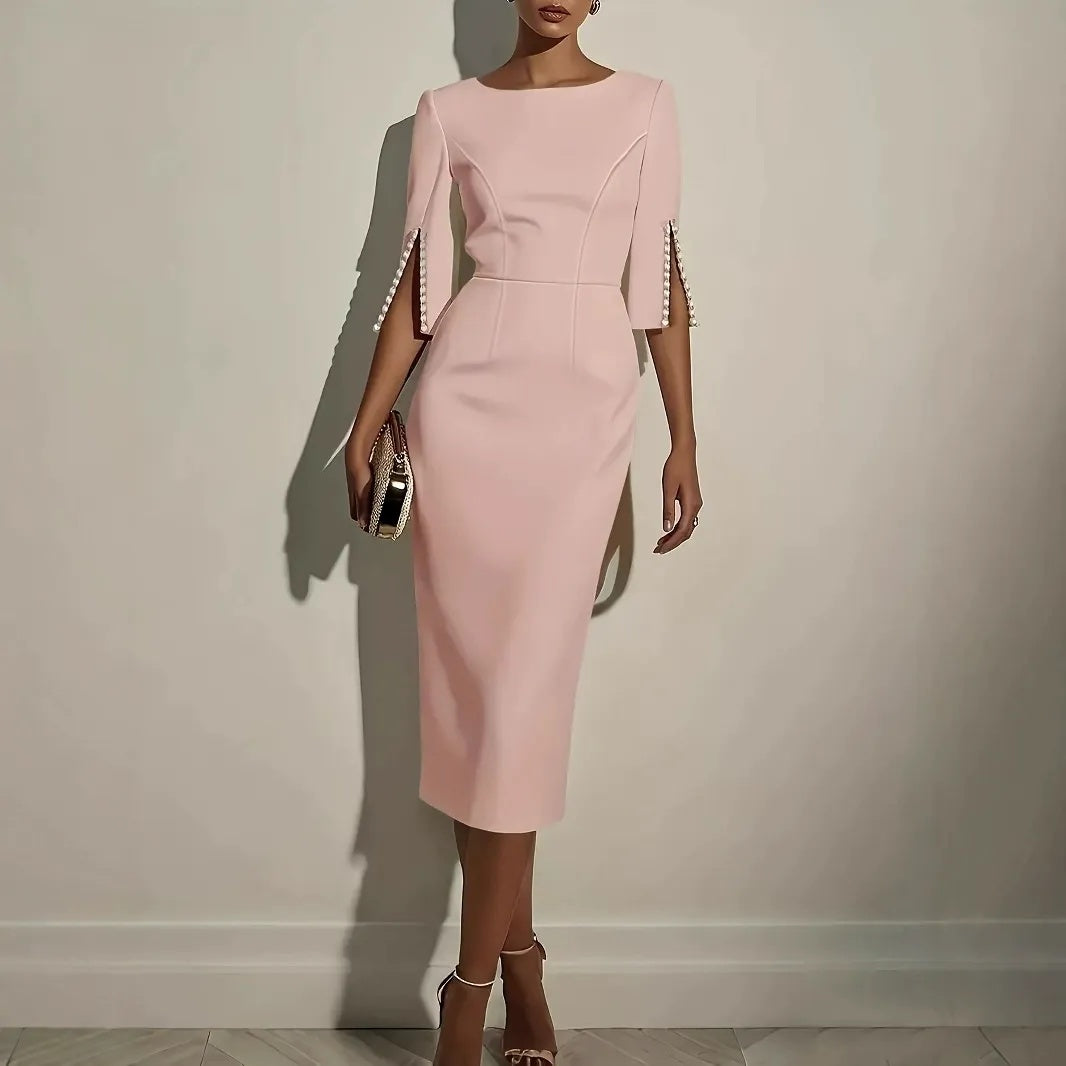 Vestido lápiz midi para mujer con mangas abiertas elegantes