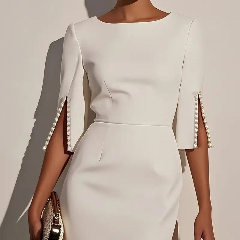 Vestido lápiz midi para mujer con mangas abiertas elegantes