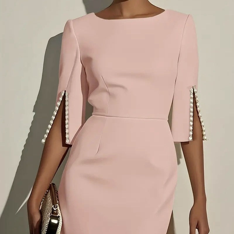 Vestido lápiz midi para mujer con mangas abiertas elegantes