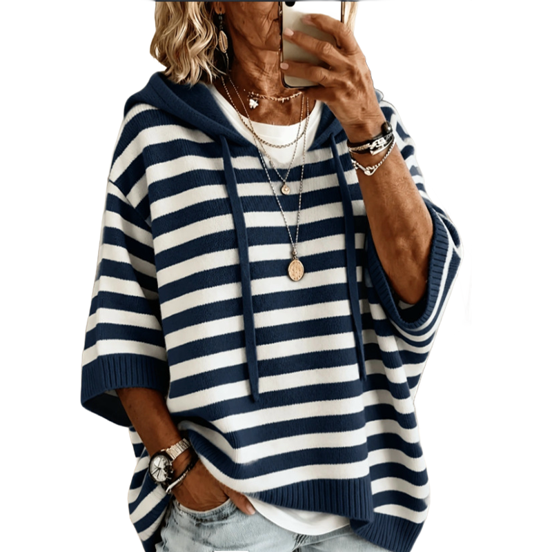 Sudadera con capucha mujer a rayas y corte holgado