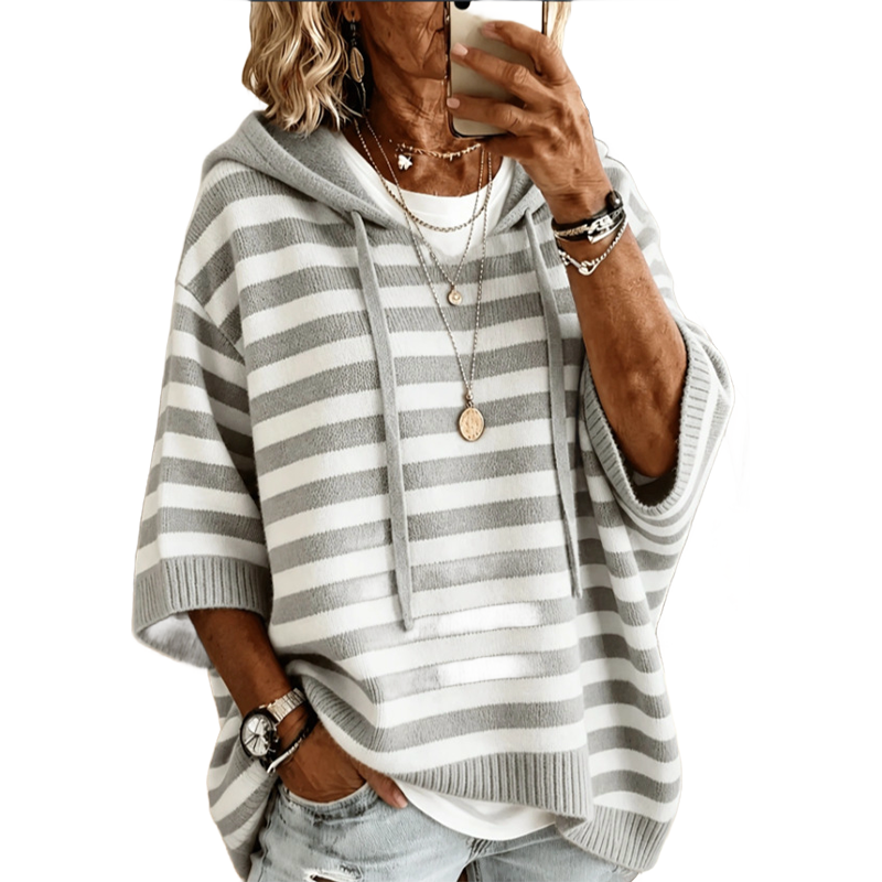 Sudadera con capucha mujer a rayas y corte holgado