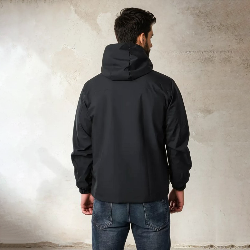 Chaqueta con capucha para hombre con cremallera y bolsillos