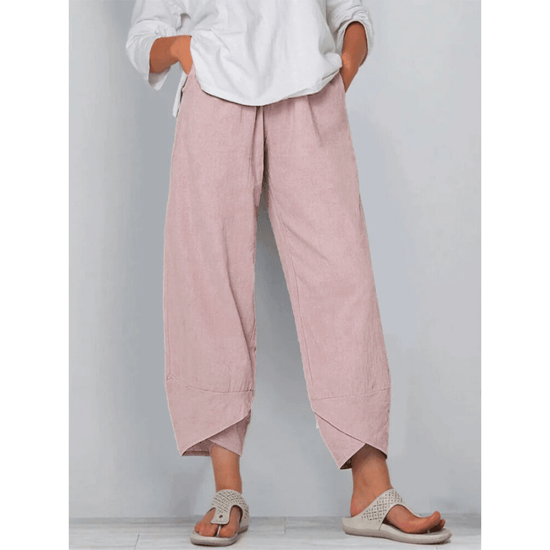 Pantalón mujer asimétrico de talle alto estilo bohemio
