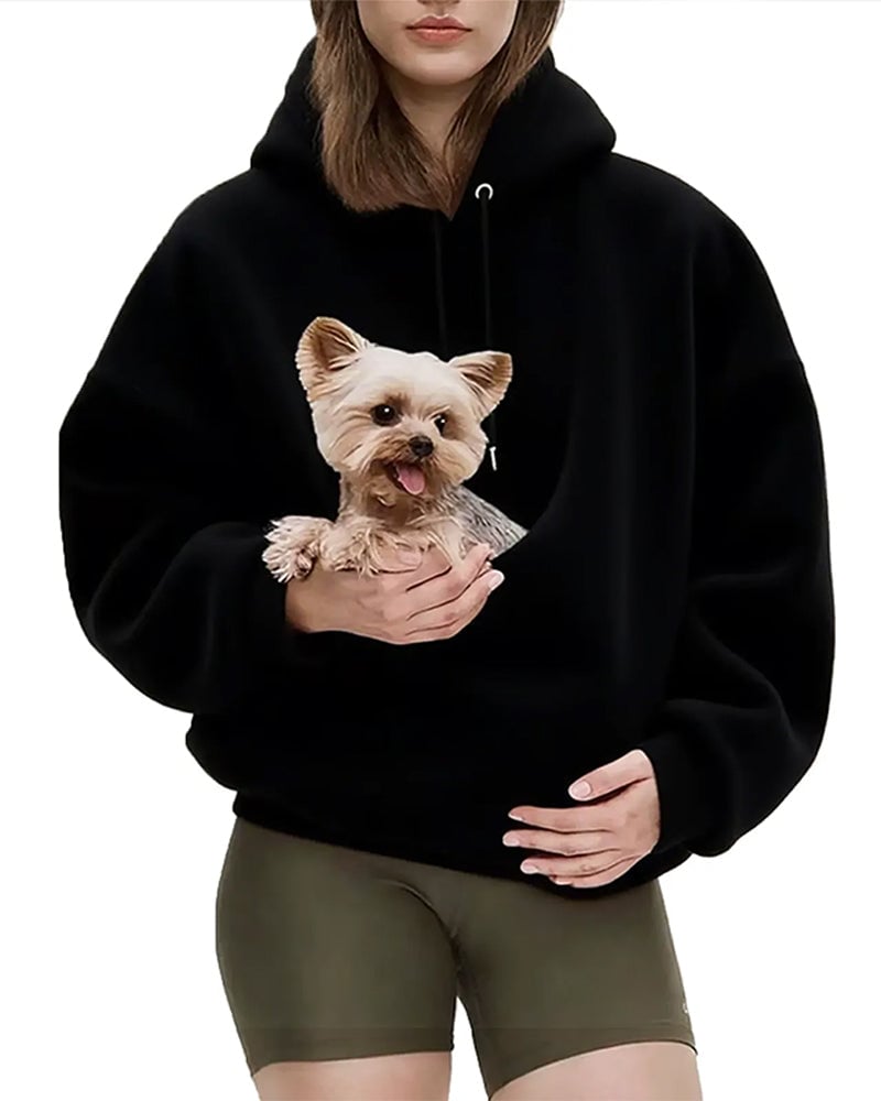 Sudadera con capucha y bolsillo para mascotas pequeñas para mujer