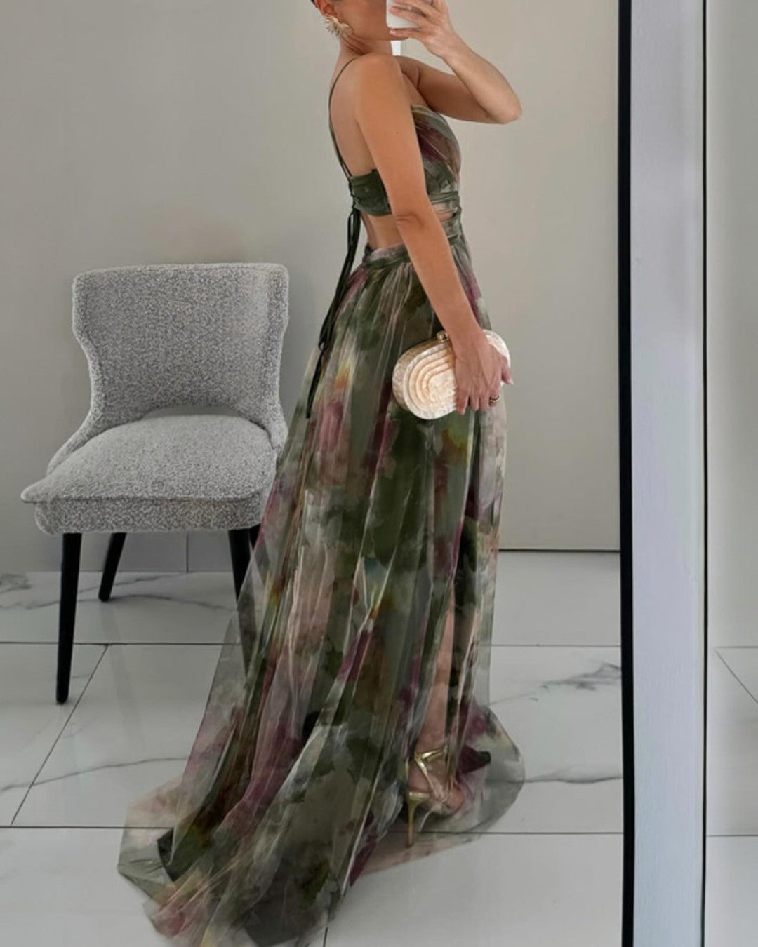 Vestido mujer maxi floral elegante – vestido fluido tirantes ligero