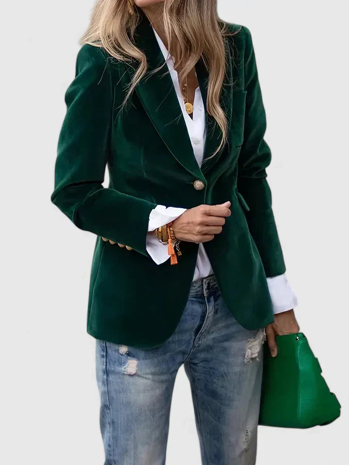 Blazer elegante mujer con solapa y botón – blazer mujer estilo clásico