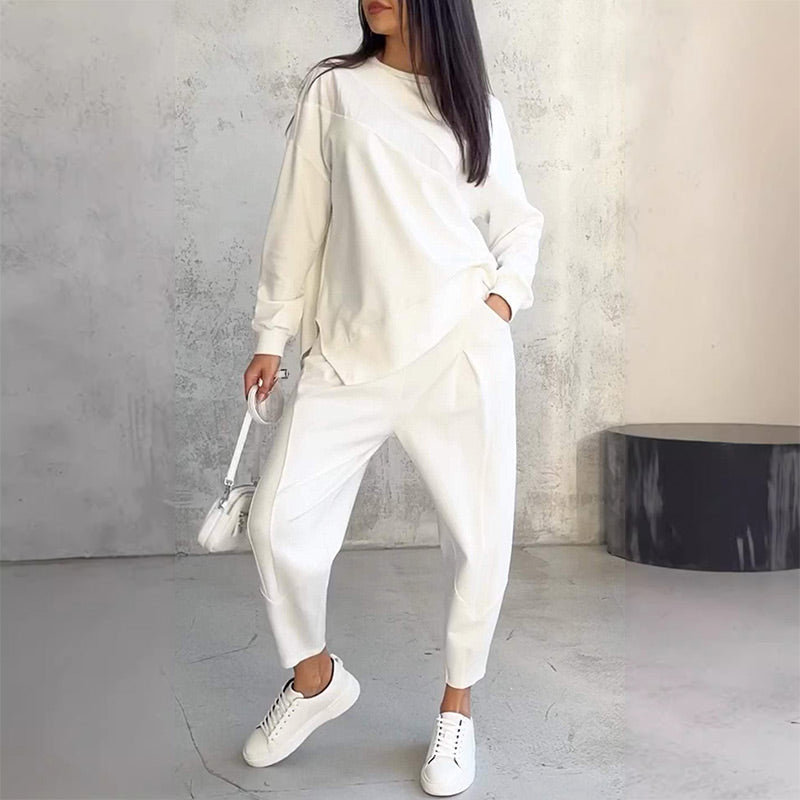 Conjunto mujer con sudadera asimétrica y pantalón cómodo