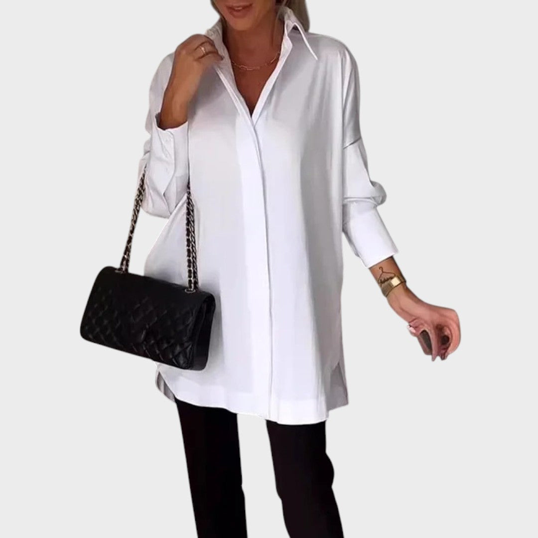Camisa Mujer Oversize Con Cuello Clásico – Estilo Elegante y Ligero