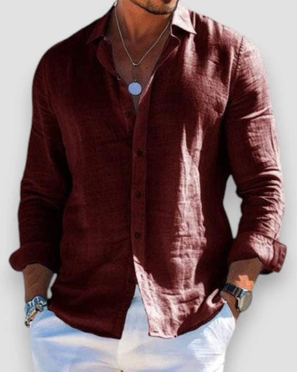 Camisa casual hombre elegante ligera transpirable – camisa moderna cómoda