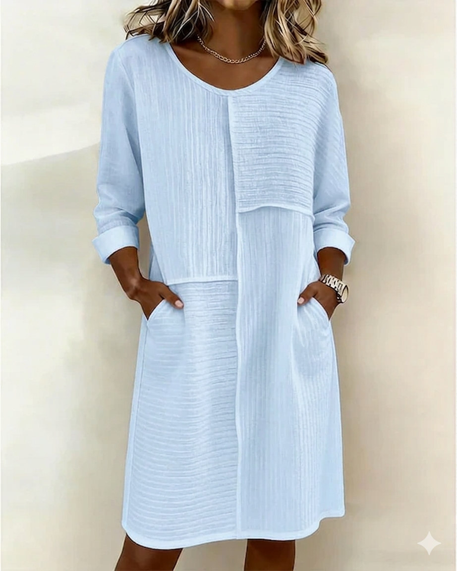 Vestido mujer algodón lino texturizado – vestido cómodo casual verano