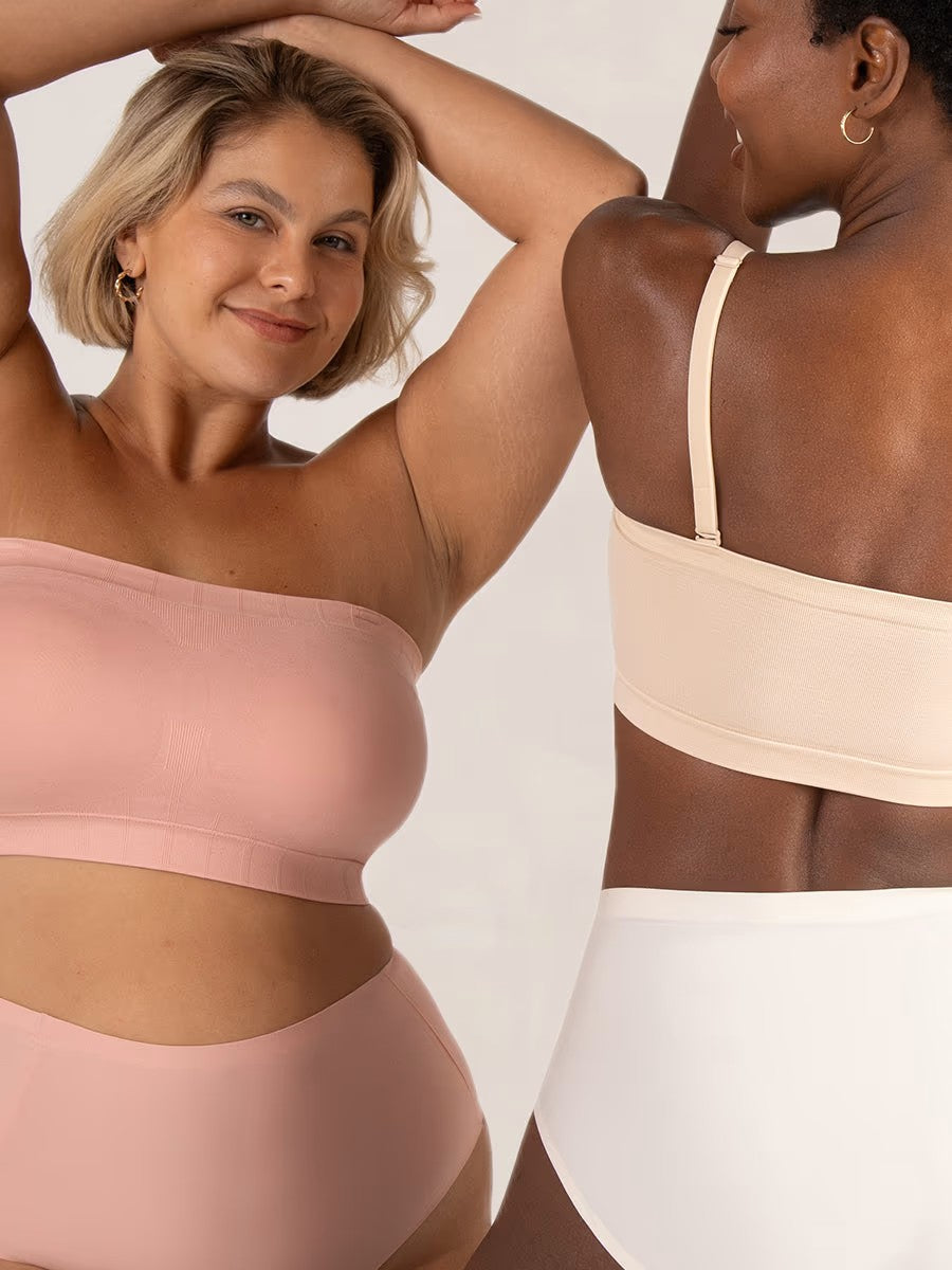 Sujetador bandeau mujer sin tirantes sin aros con efecto liso