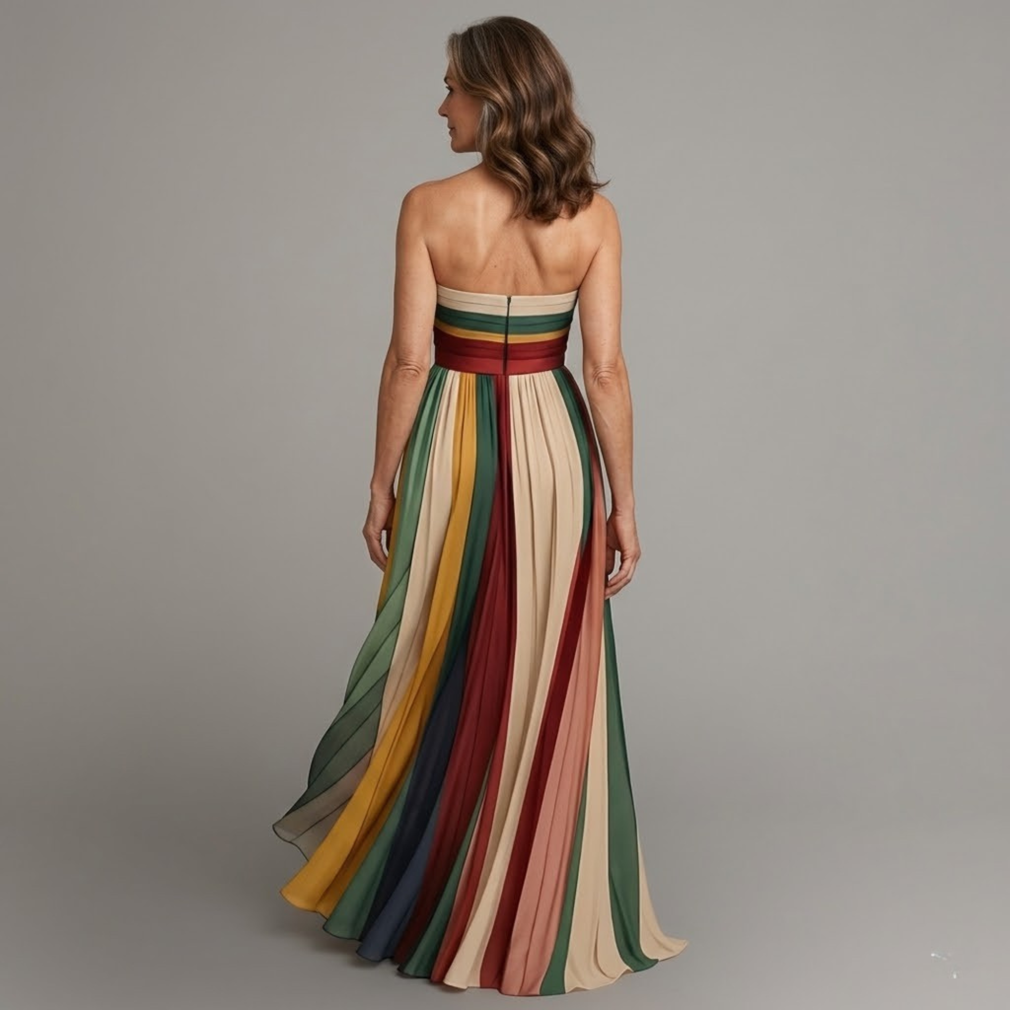 Vestido largo mujer sin tirantes – vestido verano plisado elegante