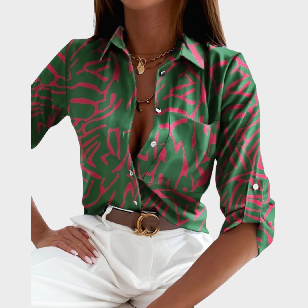 Blusa Mujer Elegante Con Estampado Moderno – Estilo Sofisticado y Versátil