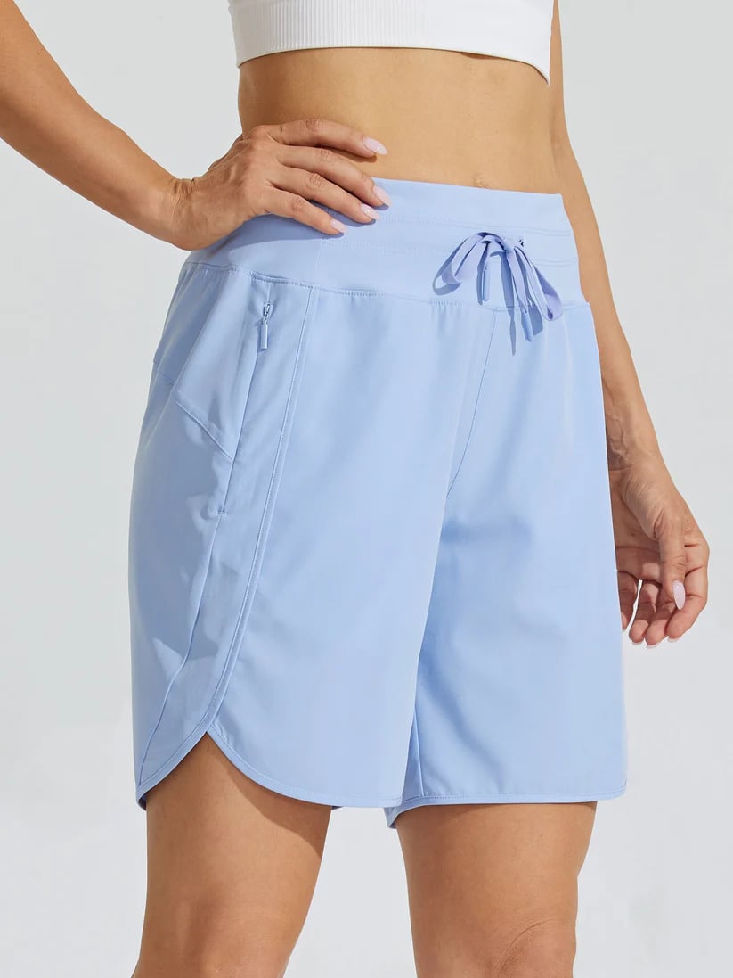 Short deportivo mujer cintura alta con cordón y bolsillos