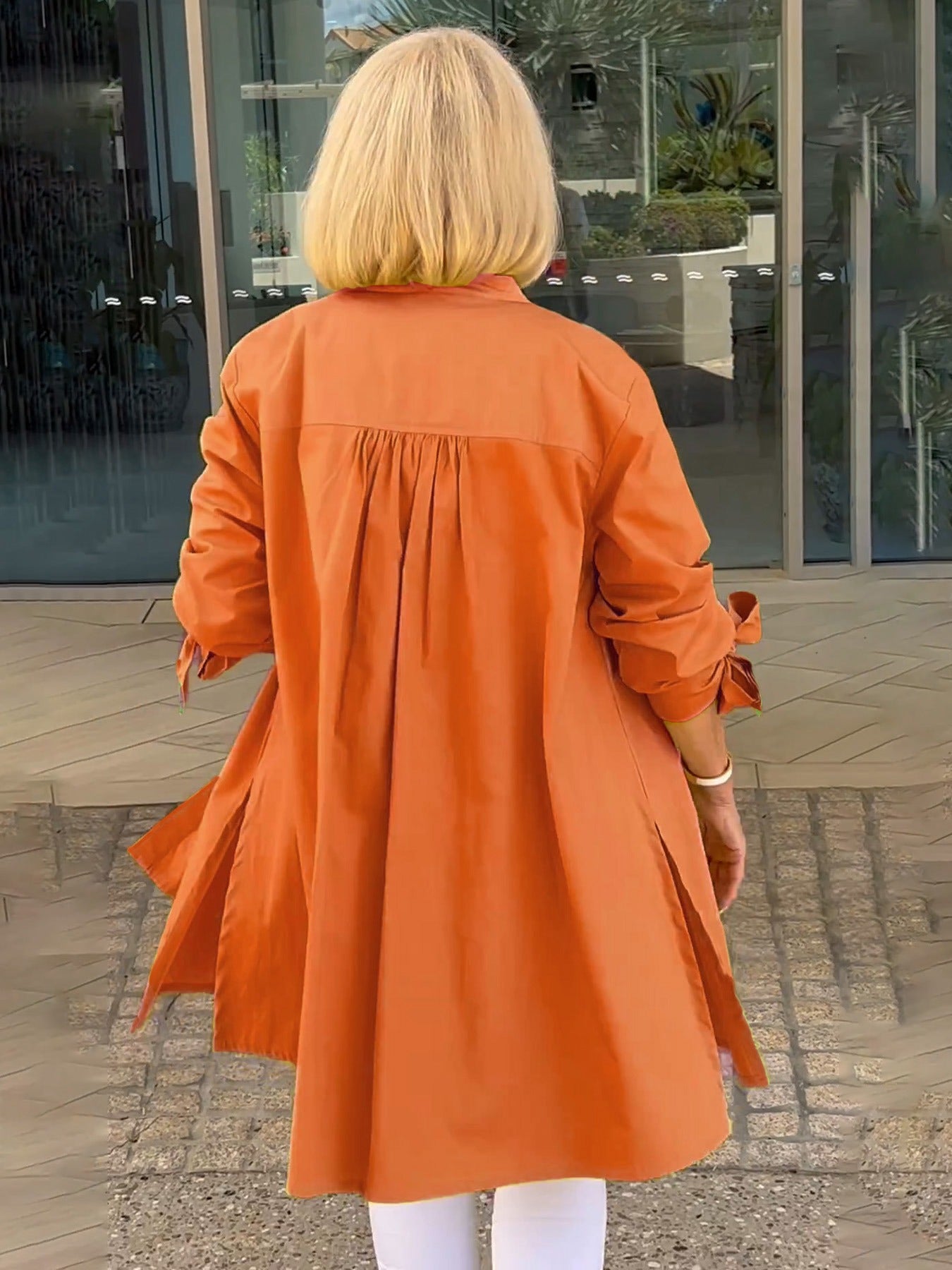Chaqueta camisa mujer larga algodón elegante