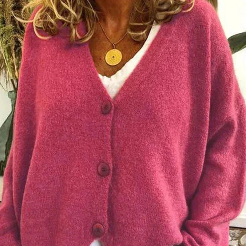 Cárdigan de mujer con botones frontales y escote en V casual