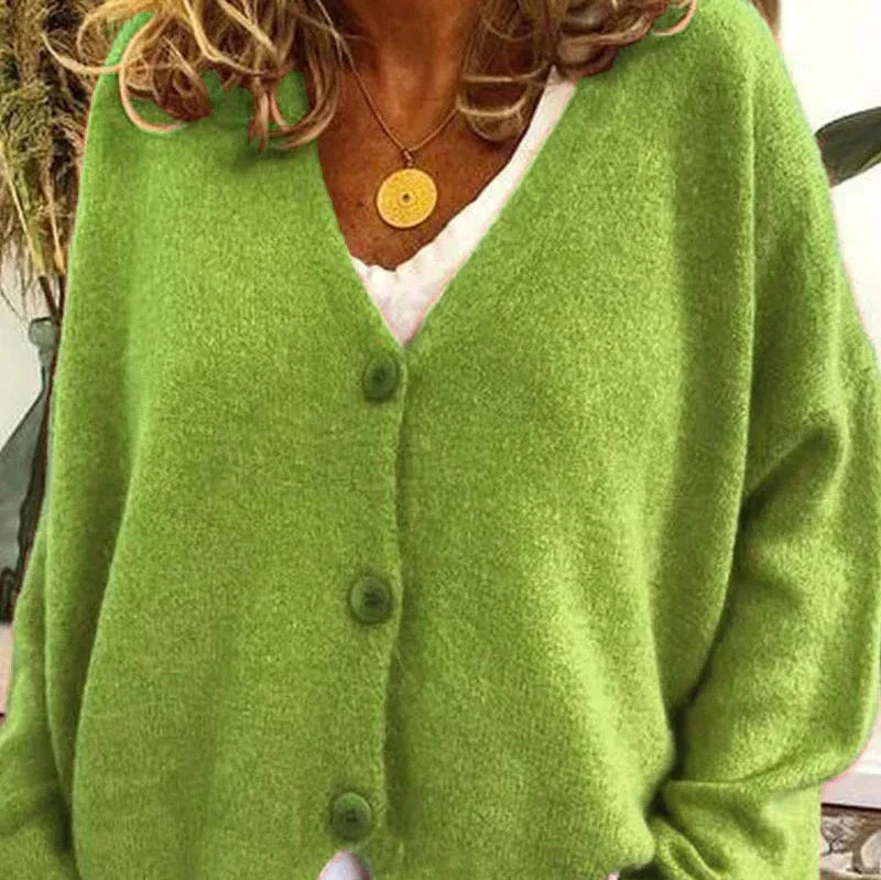Cárdigan de mujer con botones frontales y escote en V casual