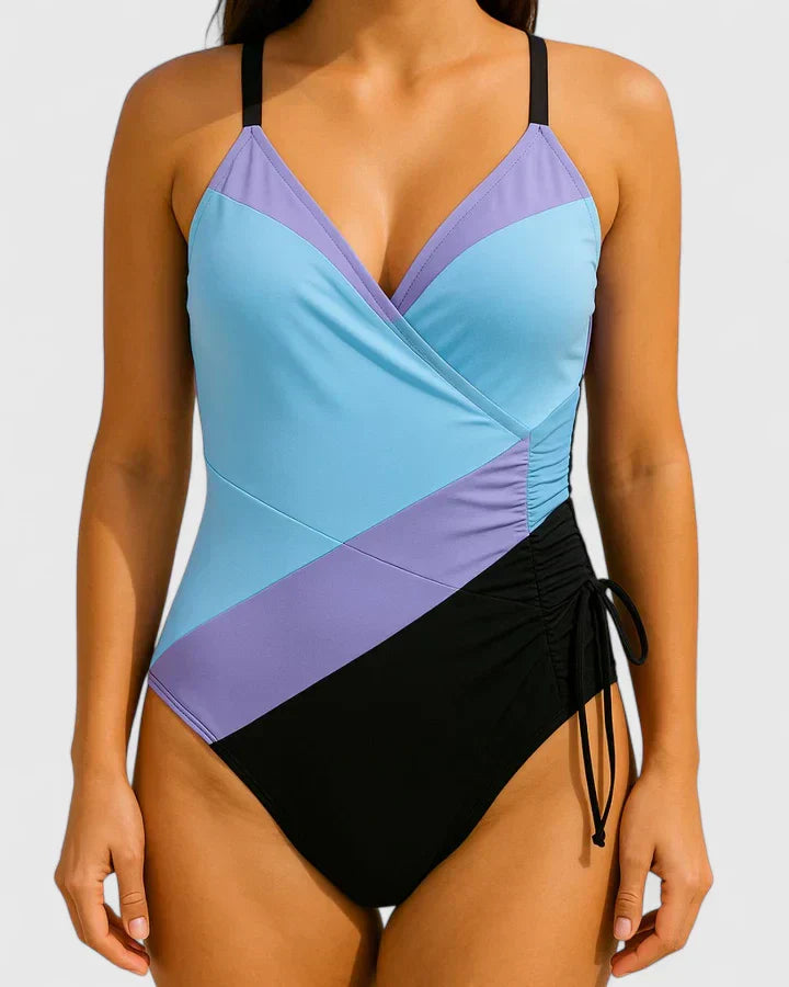 Bañador Mujer Rayas Elegante – Escote V y Diseño Moldeador