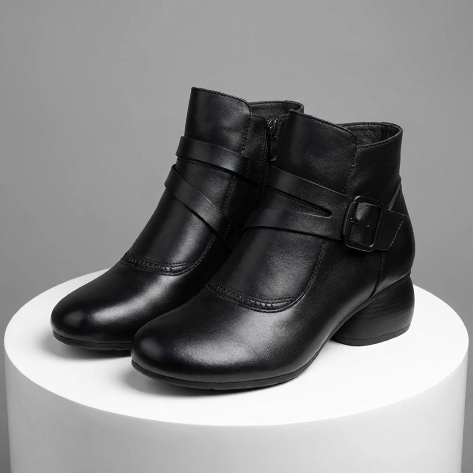 Botines Mujer Cómodos Con Hebilla Y Tacón Bajo – Estilo Casual Para Uso Diario