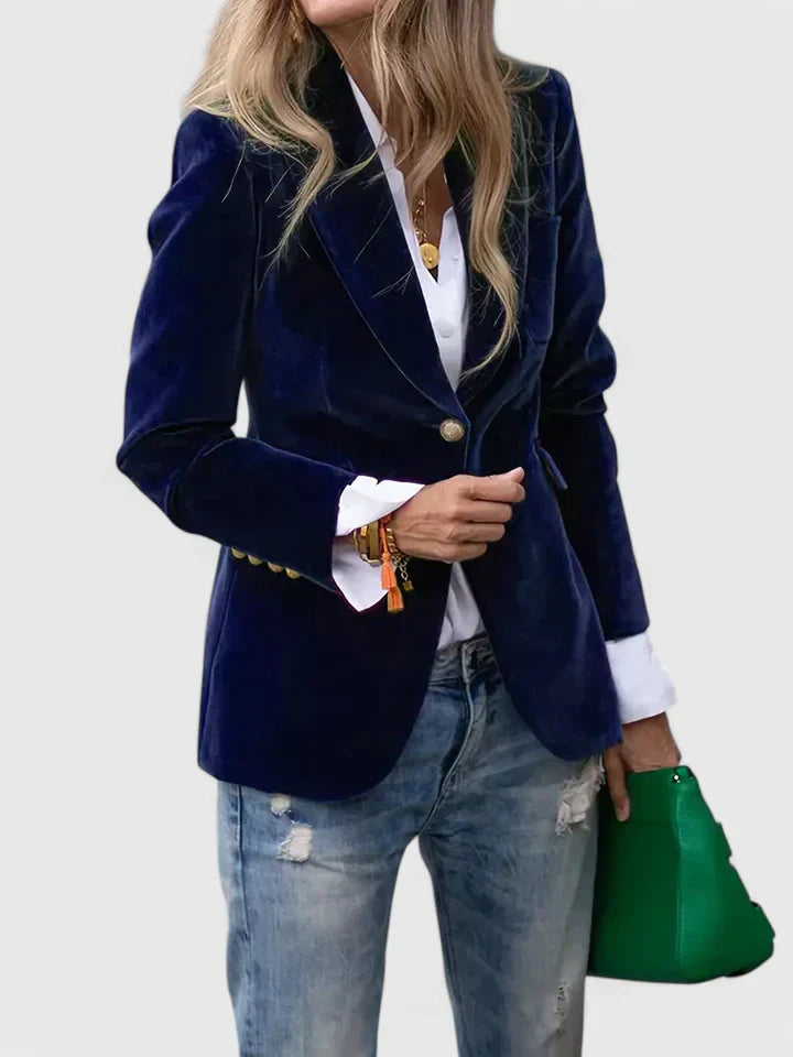Blazer elegante mujer con solapa y botón – blazer mujer estilo clásico