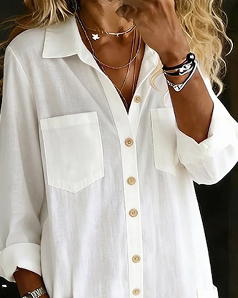 Mono Camisero Blanco de Algodón – Corte Amplio Fluido Elegante de Verano