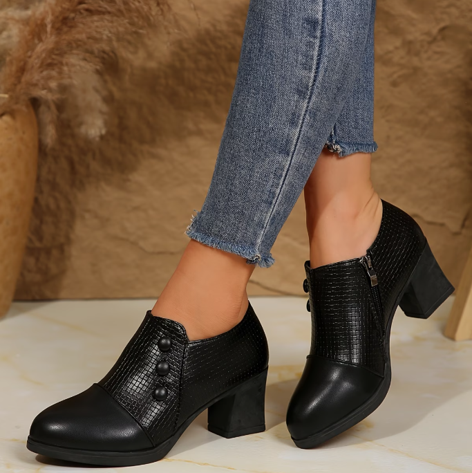 Zapatos de tacón bloque para mujer con cremallera lateral