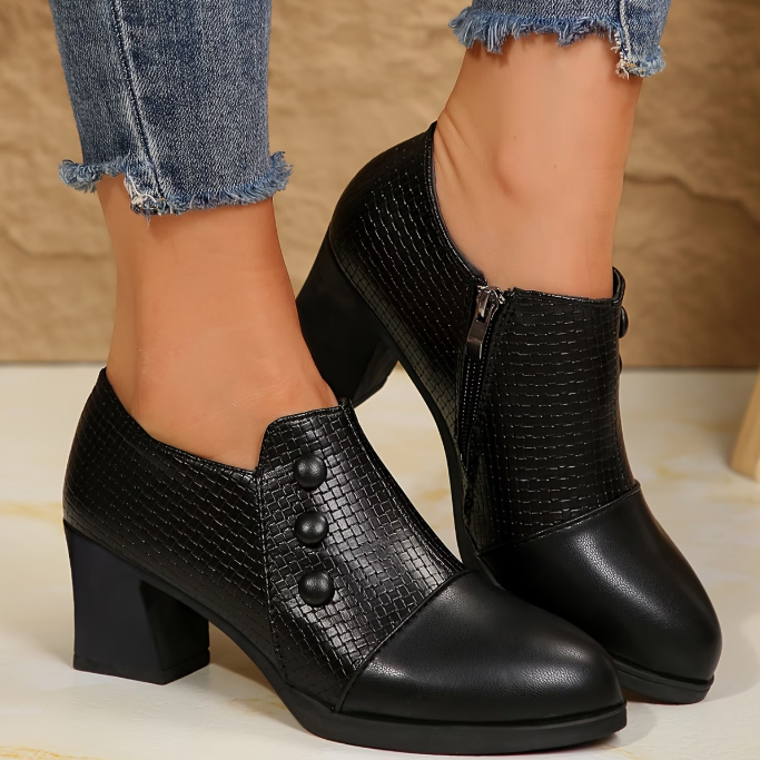 Zapatos de tacón bloque para mujer con cremallera lateral