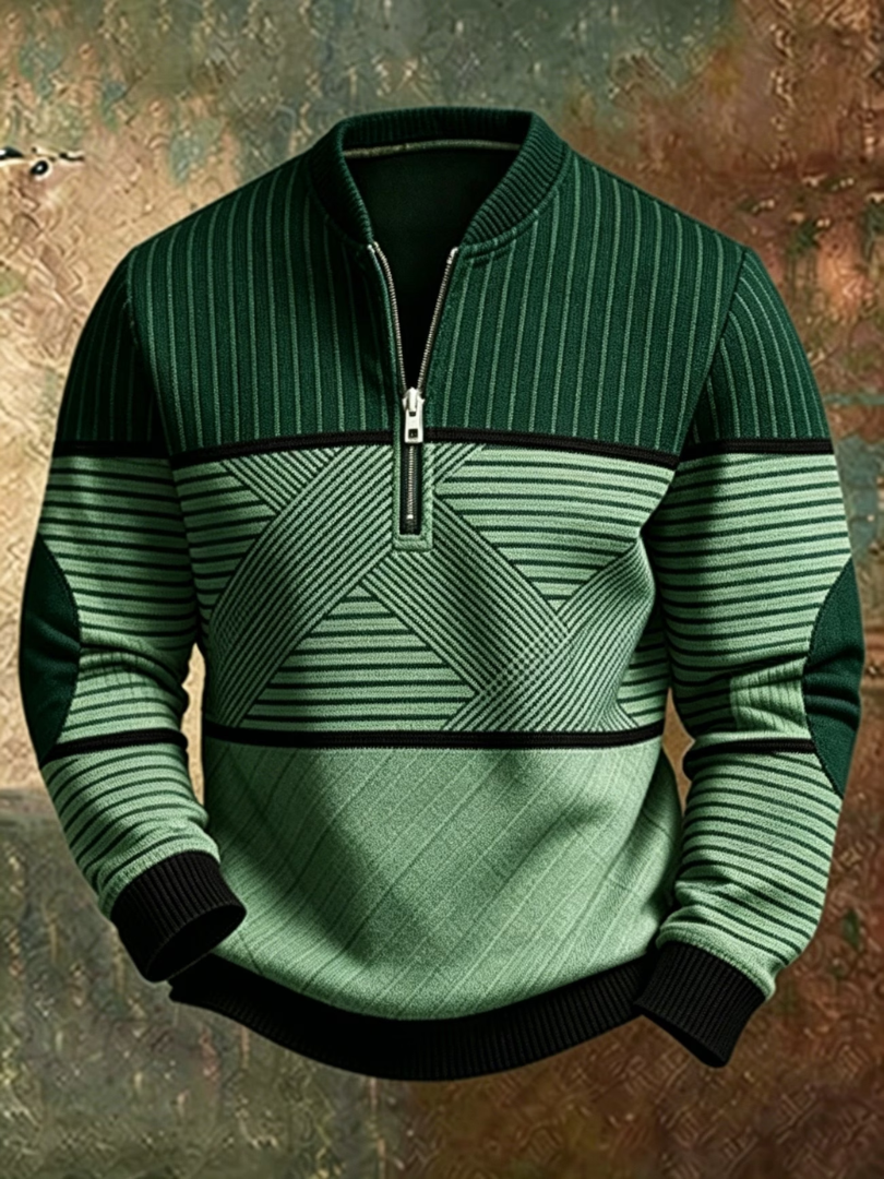 Sudadera de hombre con media cremallera y estampado geométrico