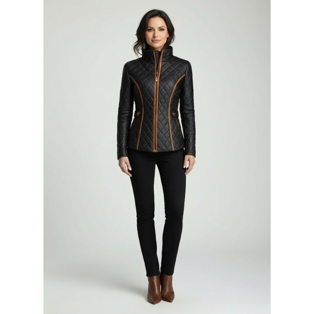 Chaqueta acolchada mujer elegante – chaqueta abrigada con cremallera