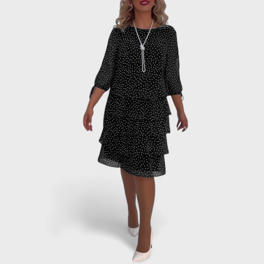 Vestido clásico mujer de lunares – vestido elegante manga 3/4