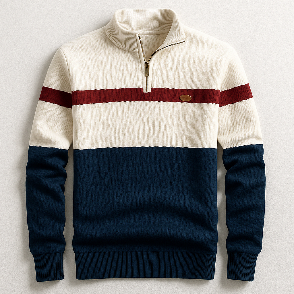 Jersey hombre con cremallera media tejido ligero – estilo moderno versátil
