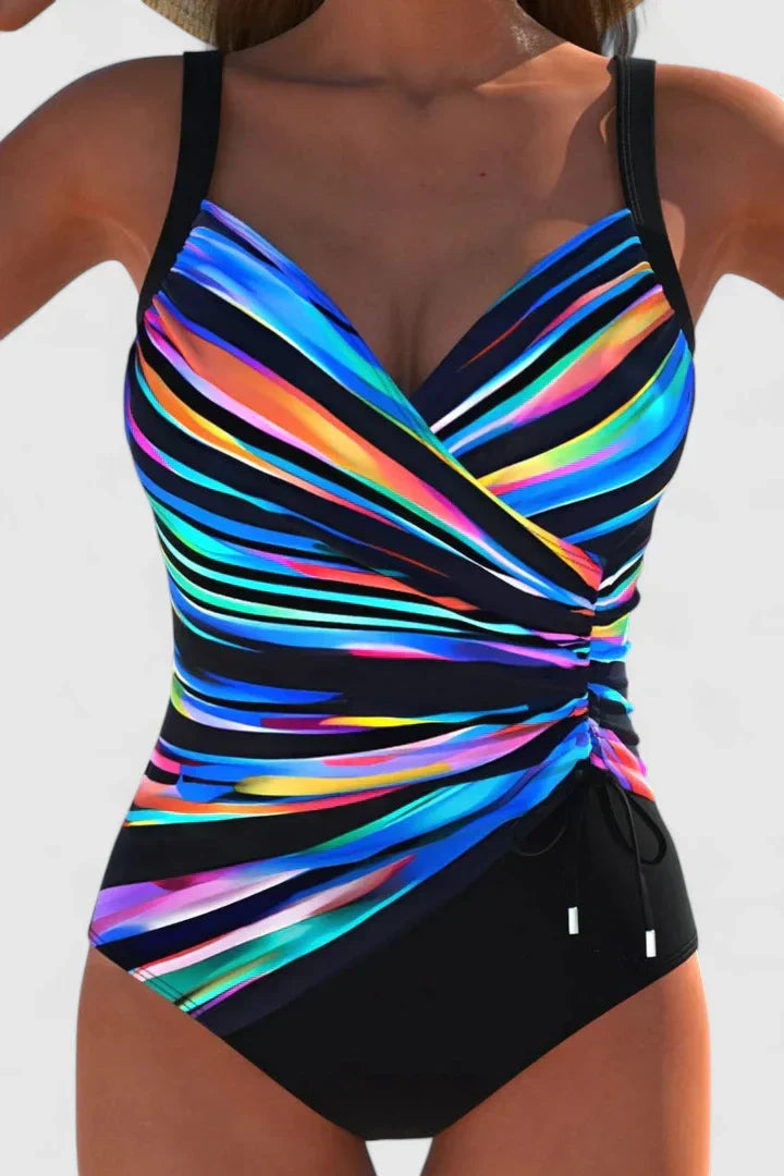 Bañador Mujer Rayas Elegante – Escote V y Diseño Moldeador