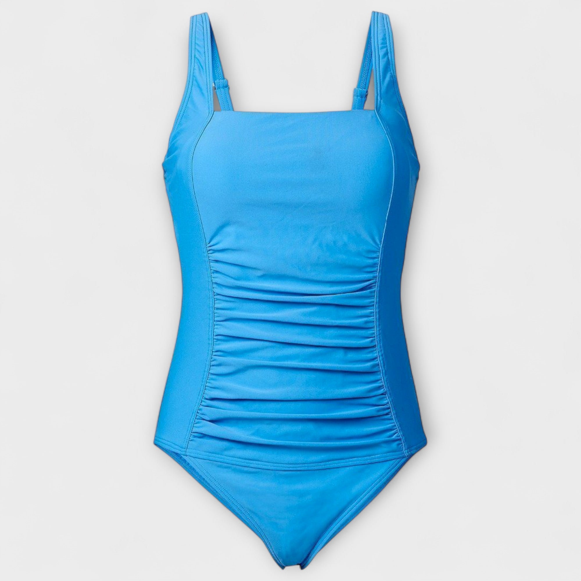 Bañador mujer una pieza liso escote cuadrado fruncido lateral moldeador elegante