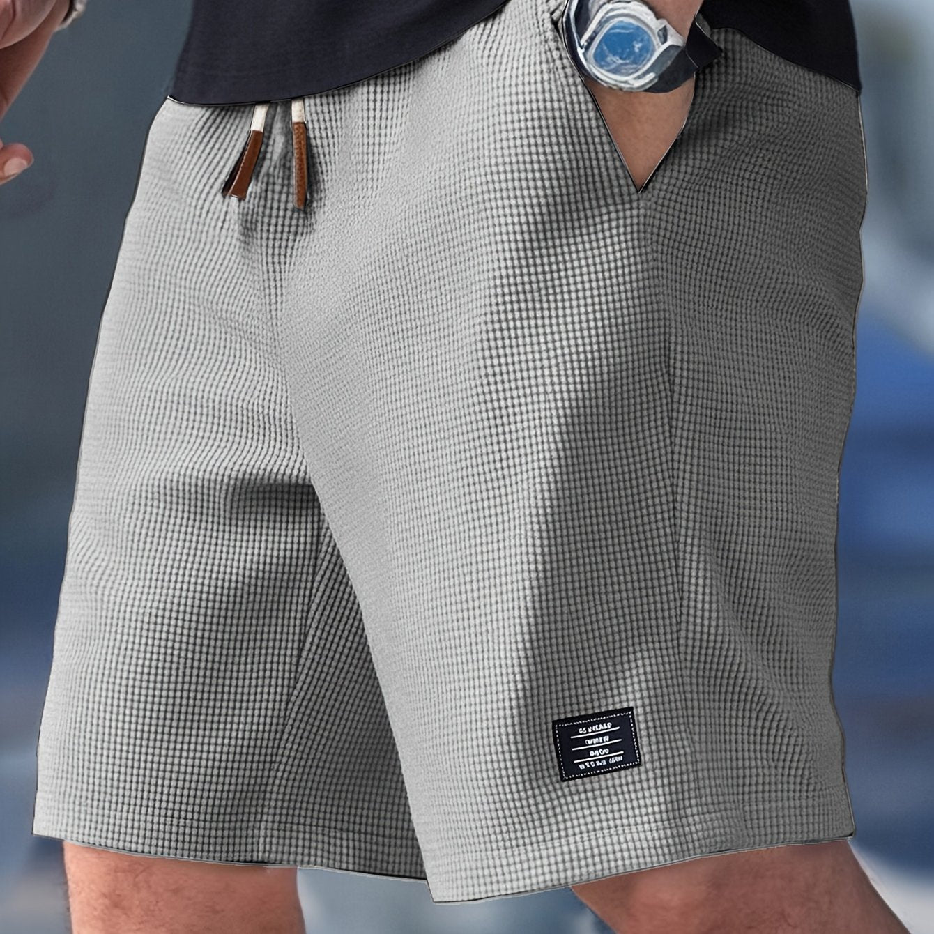 Pantalón corto hombre ligero con cintura elástica y textura casual