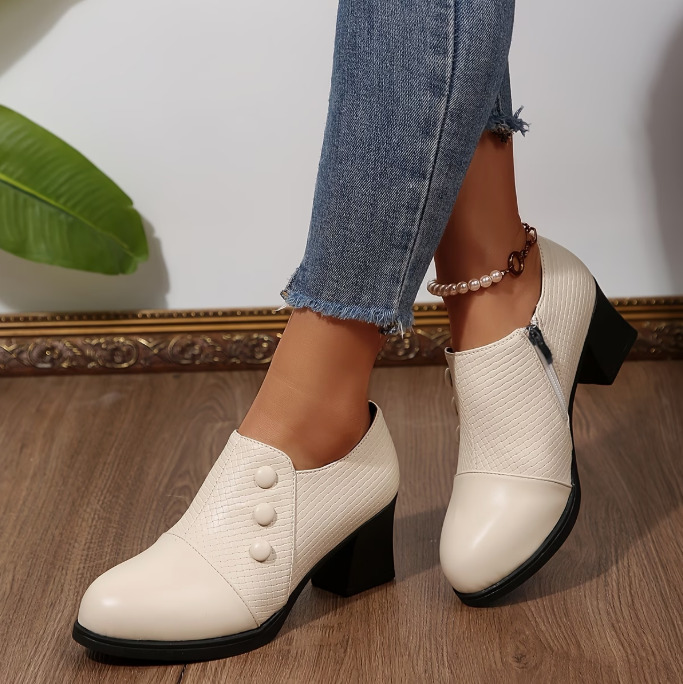Zapatos de tacón bloque para mujer con cremallera lateral