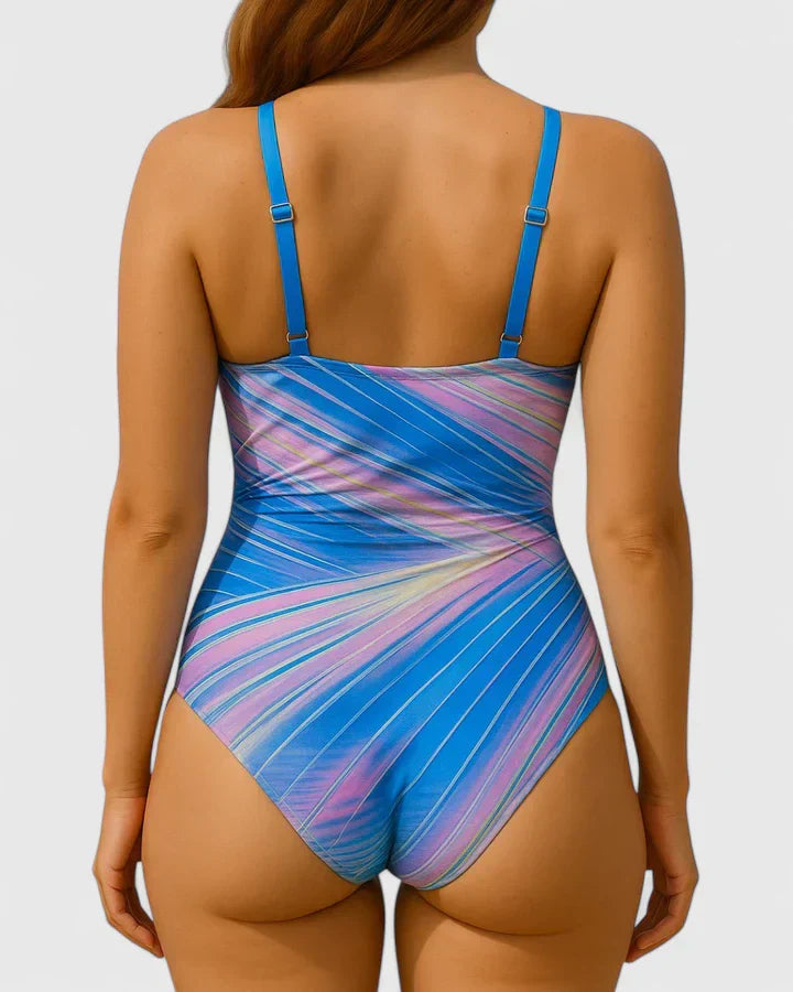 Bañador Mujer Rayas Elegante – Escote V y Diseño Moldeador