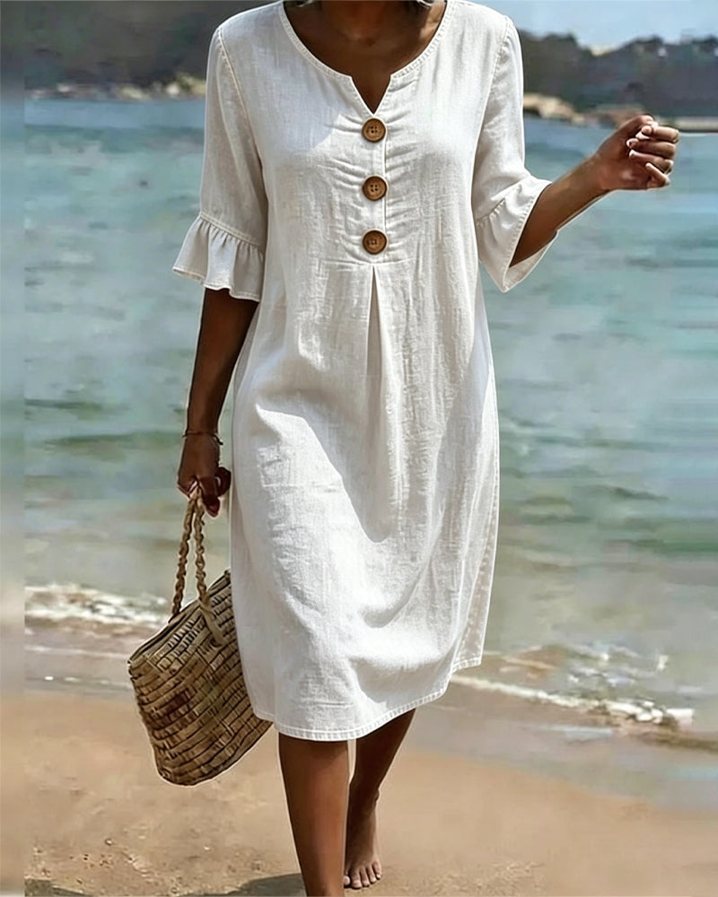 Vestido Denim Mujer Verano – Corte Fluido con Mangas Acampanadas