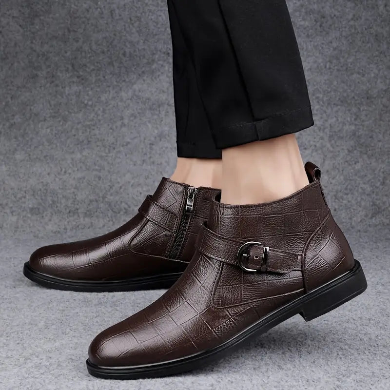 Botines hombre cuero elegantes con cremallera – botas casual cómodas tobillo