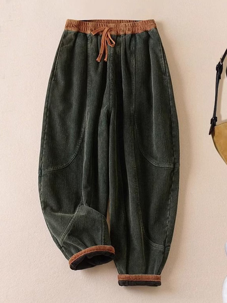 Pantalón harem de pana para mujer con cintura elástica