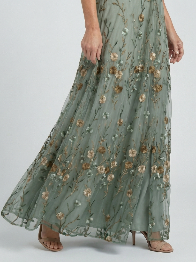 Vestido largo floral para mujer con escote cruzado
