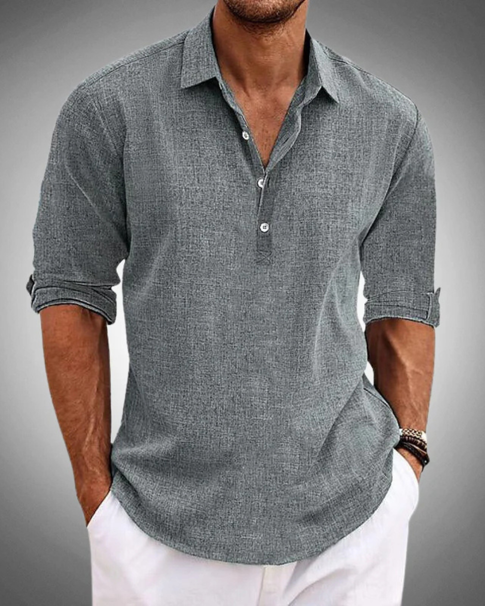 Camisa hombre algodón verano transpirable – camisa elegante casual ligera
