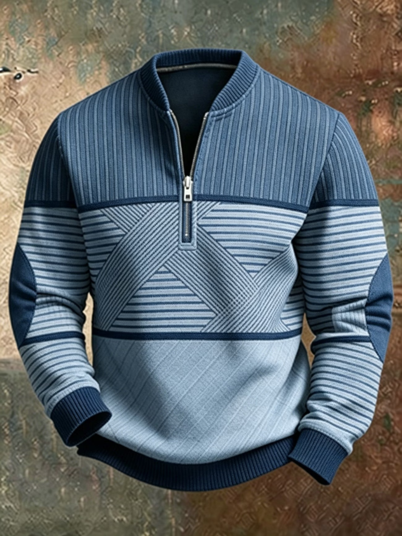 Sudadera de hombre con media cremallera y estampado geométrico